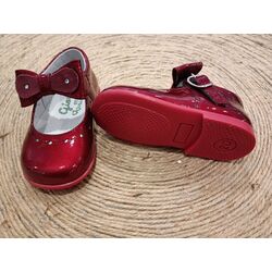 2188 ZAPATO PIEL CON LAZO CANADA BERMELLON GIOVI. ZAPATOS PARA BEBE - CALZADO NIÑA OUTLET . CALZADO 18. 