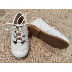 B1803 ZAPATO INGLES ABIERTO  NAPA PANYNO. ZAPATOS PARA BEBE - CALZADO NIÑA NIÑO . CALZADO 18. Color Beige. 