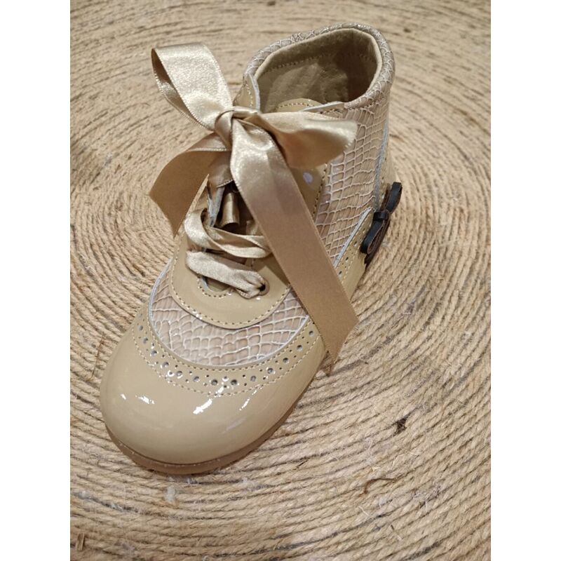 B1925 BOTA  DE PIEL ARENA COMBINADA PANYNO. ZAPATOS PARA BEBE - CALZADO NIÑA Botas OUTLET . CALZADO 25. 
