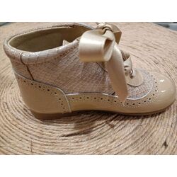 B1925 BOTA  DE PIEL ARENA COMBINADA PANYNO. ZAPATOS PARA BEBE - CALZADO NIÑA Botas OUTLET . CALZADO 25. 