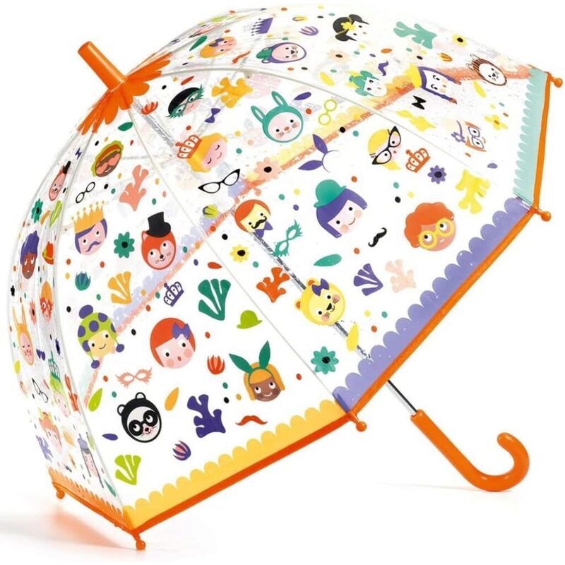 BC1076380 PARAGUAS TRANSPARENTE FACES NARANJA. ROPA PARA BEBES ,PREMAMA Y COLEGIAL - COLEGIO ,MANDILONES, MOCHILAS ACCESORIOS .