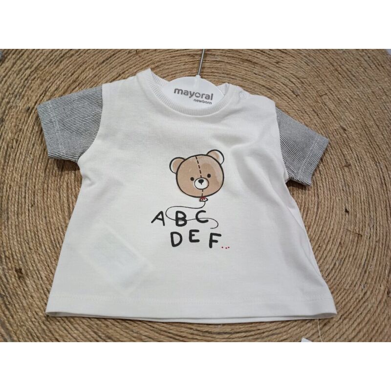1037 Camisa de manga corta mayoral. ROPA PARA BEBES ,PREMAMA Y COLEGIAL - DE 0 5 AÑOS INFANTIL VERANO . Color GRIS . TALLAS 0 1