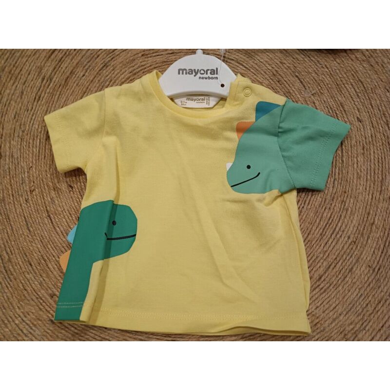 1037 Camisa de manga corta mayoral. ROPA PARA BEBES ,PREMAMA Y COLEGIAL - DE 0 5 AÑOS INFANTIL VERANO . Color Amarillo. TALLAS 0