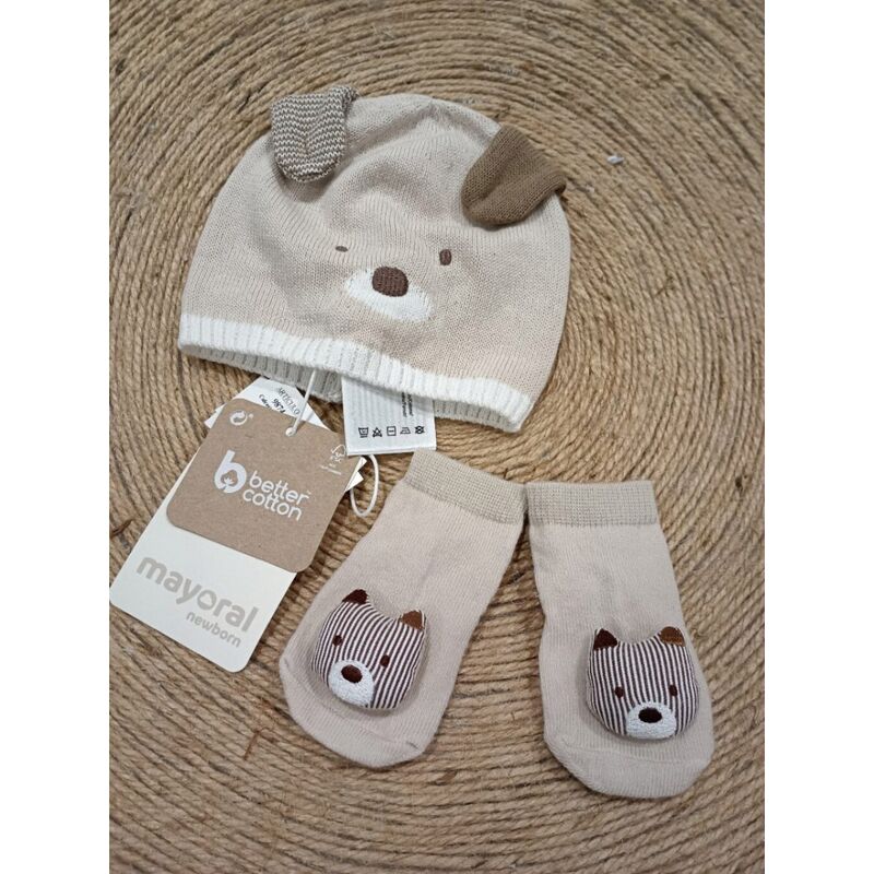 9874 Gorro y calcetín tricot Mayoral. ROPA PARA BEBES ,PREMAMA Y COLEGIAL - DE 0 5 AÑOS INFANTIL VERANO . TALLAS 0 1 MES. 