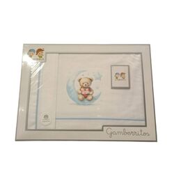 10901 Juego de sábanas de cuna  60x120 Gamberritos. MOBILIARIO Y DECORACION PARA BEBE - ROPA CUNA MINICUNA SABANAS . Color Azul.