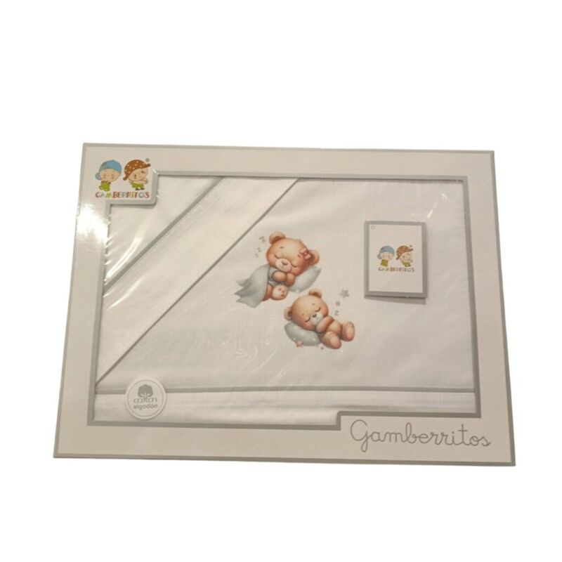 10901 Juego de sábanas de cuna  60x120 Gamberritos. MOBILIARIO Y DECORACION PARA BEBE - ROPA CUNA MINICUNA SABANAS . Color GRIS