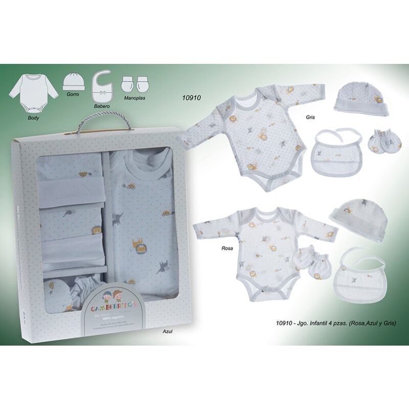 10910 CONJUNTO INFANTIL 4 PZ GAMBERRITOS. ROPA PARA BEBES ,PREMAMA Y COLEGIAL - DE 0 5 AÑOS INTERIOR Complementos Bodys INFANTIL