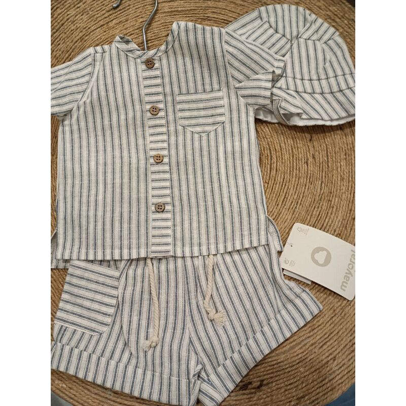 1225 Conjunto Pantalón corto  y gorro mayoral. ROPA PARA BEBES ,PREMAMA Y COLEGIAL - DE 0 5 AÑOS INFANTIL VERANO RECIEN NACIDO