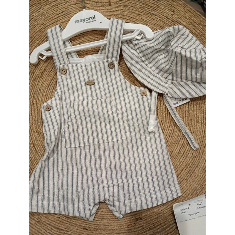 1601 Peto y gorro mayoral. ROPA PARA BEBES ,PREMAMA Y COLEGIAL - DE 0 5 AÑOS INFANTIL VERANO RECIEN NACIDO MAYORAL 0-1 55 CM .