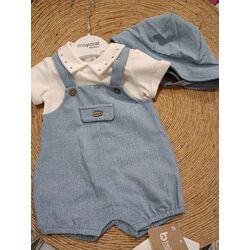 1605 Pelele Peto y gorro  mayoral. ROPA PARA BEBES ,PREMAMA Y COLEGIAL - DE 0 5 AÑOS INFANTIL VERANO RECIEN NACIDO MAYORAL 0-1