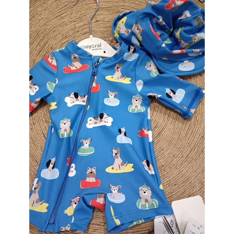 1619 Conjunto baño pelele con gorro mayoral. ROPA PARA BEBES ,PREMAMA Y COLEGIAL - DE 0 5 AÑOS INFANTIL VERANO RECIEN NACIDO