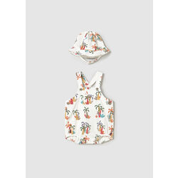 1613 Peto con gorro Mayoral. ROPA PARA BEBES ,PREMAMA Y COLEGIAL - DE 0 5 AÑOS INFANTIL VERANO NIÑO Conjuntos . Color ARENA.