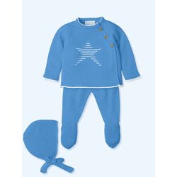9609G Traje 3 Piezas Canesú con gorro menguado estrella intarsia CHROMATIC MAC ILUSION. ROPA PARA BEBES ,PREMAMA Y COLEGIAL - DE