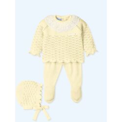 9614G Traje 3 Piezas con gorro TUL BORDADO Canesú menguado GEORGEOUS MAC ILUSION. ROPA PARA BEBES ,PREMAMA Y COLEGIAL - DE 0 5