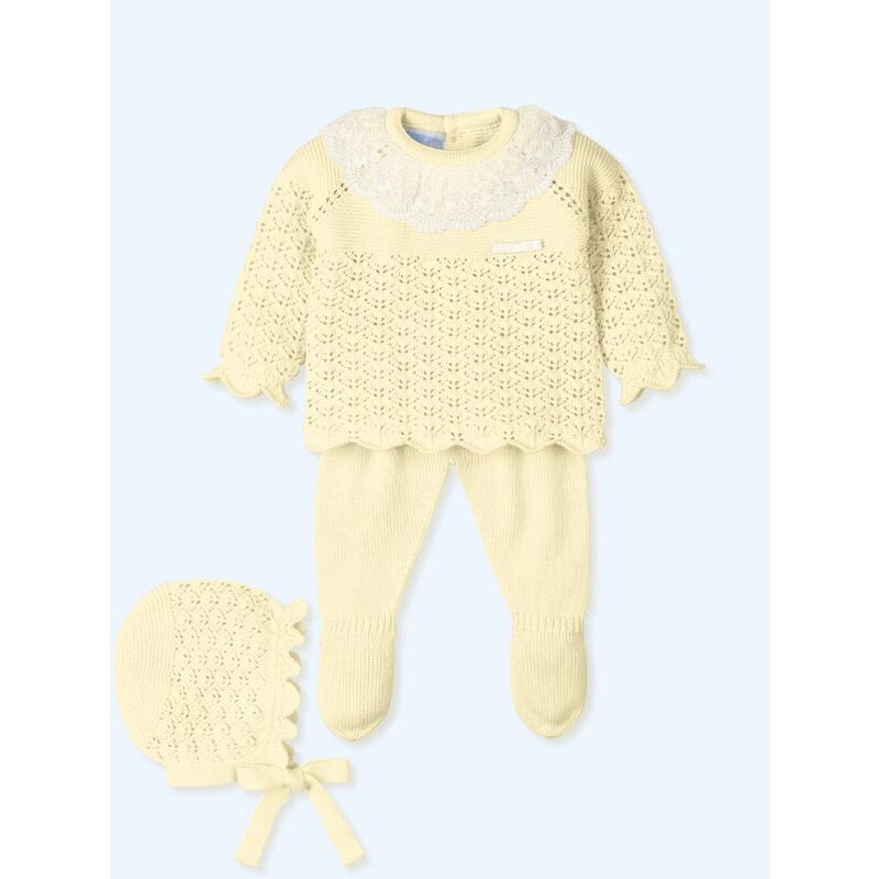 9614G Traje 3 Piezas con gorro TUL BORDADO Canesú menguado GEORGEOUS MAC ILUSION. ROPA PARA BEBES ,PREMAMA Y COLEGIAL - DE 0 5