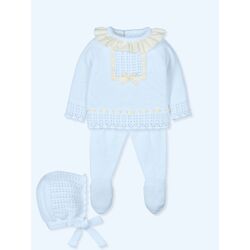 9618G Traje 3P Canesú con gorro cuello bordado SENSITIVE  MAC ILUSION. ROPA PARA BEBES ,PREMAMA Y COLEGIAL - DE 0 5 AÑOS
