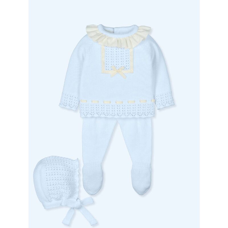 9618G Traje 3P Canesú con gorro cuello bordado SENSITIVE  MAC ILUSION. ROPA PARA BEBES ,PREMAMA Y COLEGIAL - DE 0 5 AÑOS