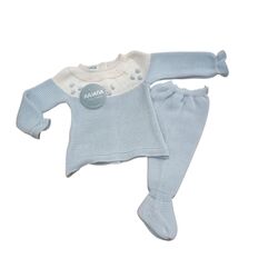 25048 Conjunto de dos piezas lin canesú bodoques celeste juliana. ROPA PARA BEBES ,PREMAMA Y COLEGIAL - DE 0 5 AÑOS INFANTIL