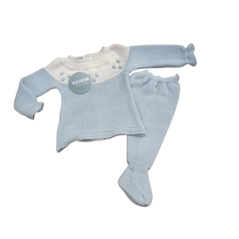 25048 Conjunto de dos piezas lin canesú bodoques celeste juliana. ROPA PARA BEBES ,PREMAMA Y COLEGIAL - DE 0 5 AÑOS INFANTIL