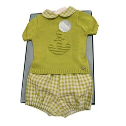 25082 Conjunto de Jersey con ancla y ranita de cuadros verde Juliana. ROPA PARA BEBES ,PREMAMA Y COLEGIAL - DE 0 5 AÑOS INFANTIL