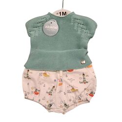 25085 Conjunto de jubón de punto con ranita estampada de tela  juliana. ROPA PARA BEBES ,PREMAMA Y COLEGIAL - DE 0 5 AÑOS