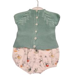 25085 Conjunto de jubón de punto con ranita estampada de tela  juliana. ROPA PARA BEBES ,PREMAMA Y COLEGIAL - DE 0 5 AÑOS