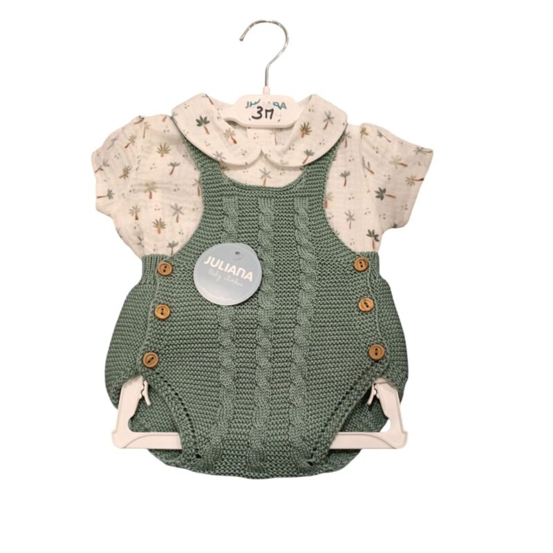 25200 Peto de puntos trenzas con camisa estampada palmeras juliana. ROPA PARA BEBES ,PREMAMA Y COLEGIAL - DE 0 5 AÑOS INFANTIL