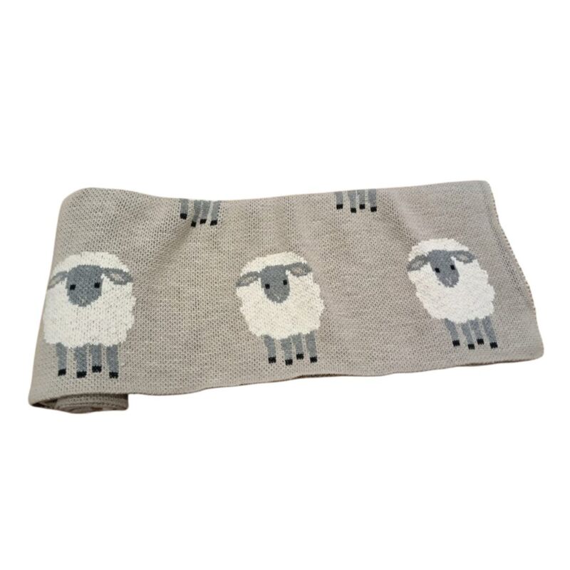 3832 MANTITA DE PUNTO 100% ALGODÓN SHEEP OVEJA NIKIDOM. COCHECITOS-CARRICOCHES PARA BEBE SACOS Y TEXTILES CHALES MANTAS