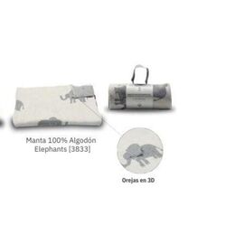 3833 MANTITA DE PUNTO 100% ALGODÓN ELEPHANTS  NIKIDOM. COCHECITOS-CARRICOCHES PARA BEBE SACOS Y TEXTILES CHALES MANTAS