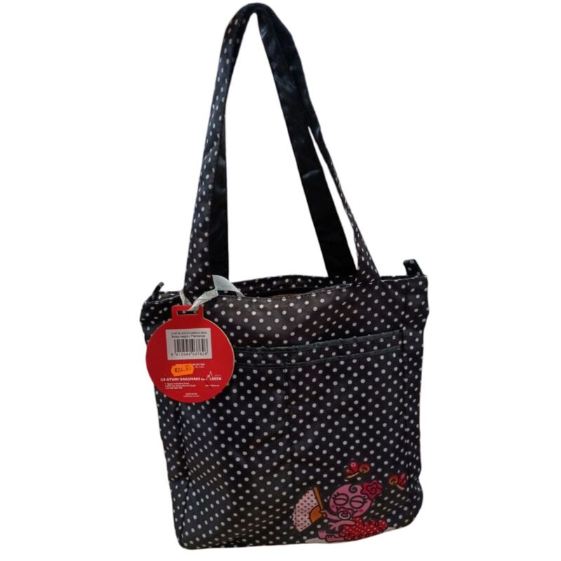 BOLSO NEGRO FLAMENCA YLBF LAKEN. COCHECITOS-CARRICOCHES PARA BEBE SACOS Y TEXTILES BOLSOS ,TALEGAS MALETAS OUTLET PUERICULTURA .
