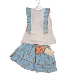 AFR013  Conjunto falda camiseta  modelo Africa Daniesty. ROPA PARA BEBES ,PREMAMA Y COLEGIAL - DE 0 5 AÑOS INFANTIL VERANO NIÑA