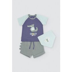 25577 Conjunto bebé 3 piezas camiseta, short y bandana Crocodino YSABEL MORA. ROPA PARA BEBES ,PREMAMA Y COLEGIAL - DE 0 5 AÑOS