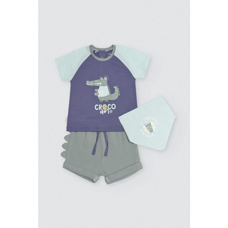 25577 Conjunto bebé 3 piezas camiseta, short y bandana Crocodino YSABEL MORA. ROPA PARA BEBES ,PREMAMA Y COLEGIAL - DE 0 5 AÑOS