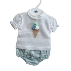 25VE-246 CONJUNTO DE 2P BRAGA FAM HELADO VERDE SARDÓN. ROPA PARA BEBES ,PREMAMA Y COLEGIAL - DE 0 5 AÑOS INFANTIL VERANO