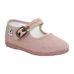 56-105 LONA DE HEBILLA NIÑA ROSA MOTESA. ZAPATOS PARA BEBE - CALZADO NIÑA ZAPATILLAS DE LONETAS . CALZADO 20. 