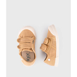S1033-093 Loneta  velcro barefoot mostaza  Igor. ZAPATOS PARA BEBE - ZAPATILLAS DE LONETAS CALZADO NIÑO NIÑA . CALZADO 20. Color