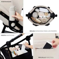 Carrito bebé multifuncional NEA 2 KinderKraft. COCHECITOS-CARRICOCHES PARA BEBE DE DOS PIEZAS . Color Negro. 