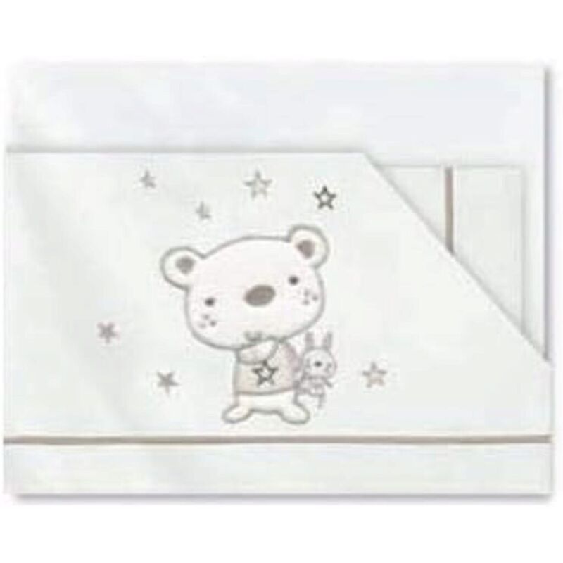 TripPirulos 00913010 - Tríptico sábanas, diseño osito star, 80 x 140 cm, color blanco y lino Coimasa. MOBILIARIO Y DECORACION