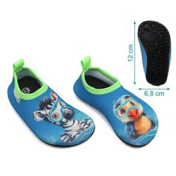 5698 ZAPATOS ACUÁTICOS  AQUASOCKER AZUL KIOKIDS. ZAPATOS PARA BEBE - CHANCLAS Y CANGREJERAS . CALZADO 22. 
