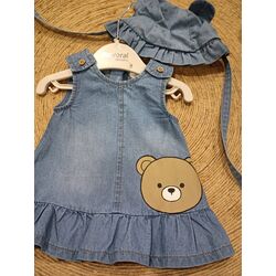 1871 Vestido y gorro denim Mayoral. ROPA PARA BEBES ,PREMAMA Y COLEGIAL - DE 0 5 AÑOS INFANTIL VERANO RECIEN NACIDO MAYORAL 0-1