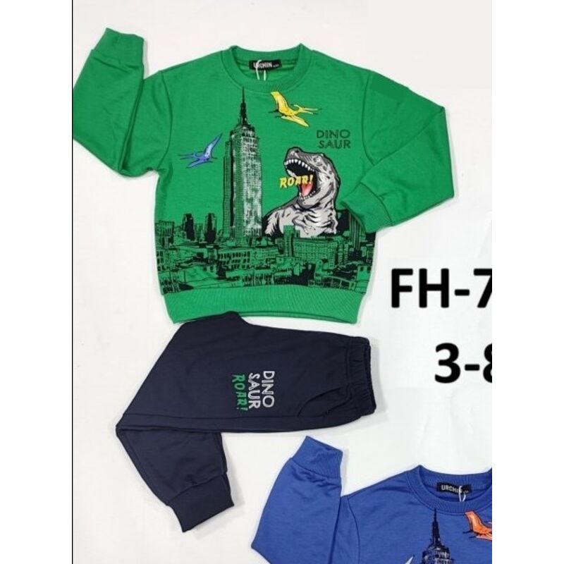 7900 CHANDAL DINO GARVEL. ROPA PARA BEBES ,PREMAMA Y COLEGIAL - DE 0 5 AÑOS INFANTIL VERANO NIÑO Chandal . Color Verde. TALLAS 4
