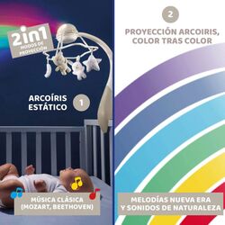 Móvil de cuna con proyector Arcoiris. JUGUETES PARA BEBE - MOVILES, PROYECTORES CARRILLONES . Color GRIS . 