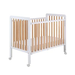 Cuna lateral abatible BARI blanca-natural  de Ikid. MOBILIARIO Y DECORACION PARA BEBE - CUNAS . Color NATURAL. 