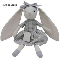 10858  MUÑECO CONEJO 40CM GRIS GAMBERRITOS. JUGUETES PARA BEBE - PELUCHES Y MUÑECOS PRIMEROS . Color GRIS . 