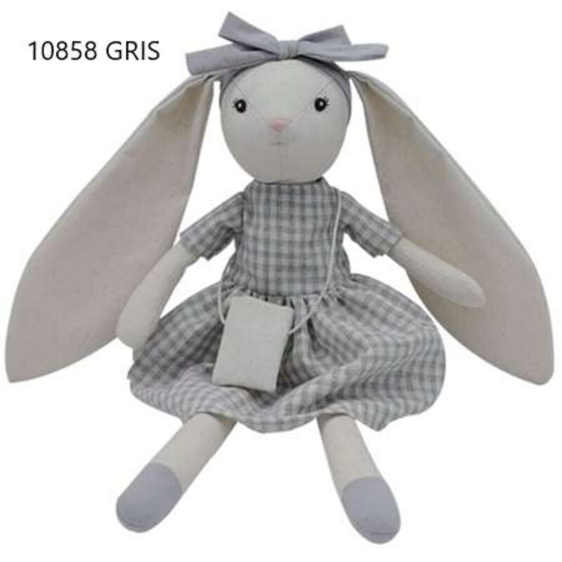 10858  MUÑECO CONEJO 40CM GRIS GAMBERRITOS. JUGUETES PARA BEBE - PELUCHES Y MUÑECOS PRIMEROS . Color GRIS . 