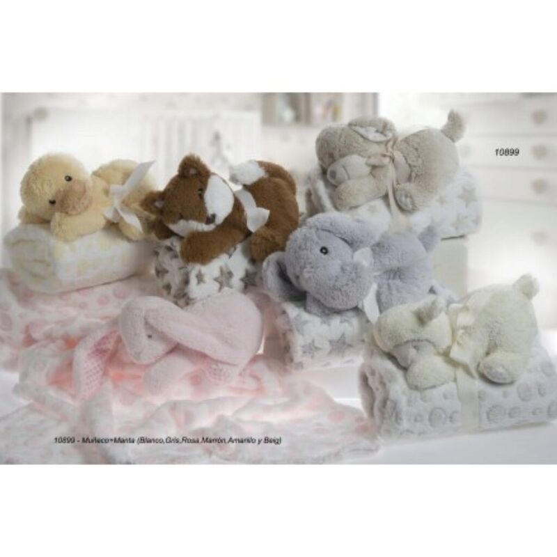 10899 Muñeco con manta Gamberritos. JUGUETES PARA BEBE - PELUCHES Y MUÑECOS PRIMEROS . Color ARENA. 