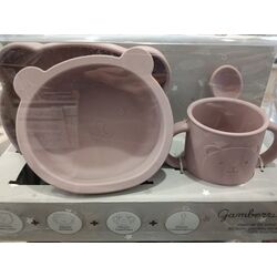 10951 VAJILLA DE SILICONA 4 PZ GAMBERRITOS. PUERICULTURA Y COMPLEMENTOS PARA BEBES - COMIDA VAJILLAS CUBIERTOS . Color Rosa. 