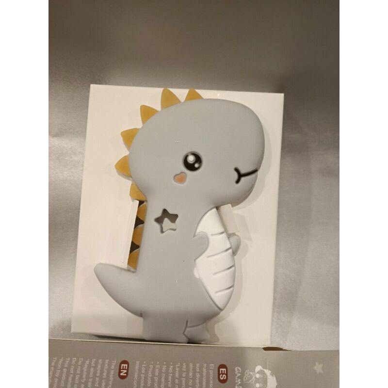10978 MORDEDOR SILICONA DINO GAMBERRITOS. JUGUETES PARA BEBE - PRIMEROS SONAJEROS . Color GRIS . 