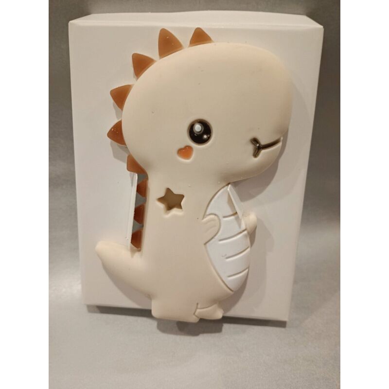 10978 MORDEDOR SILICONA DINO GAMBERRITOS. JUGUETES PARA BEBE - PRIMEROS SONAJEROS . Color Beige. 