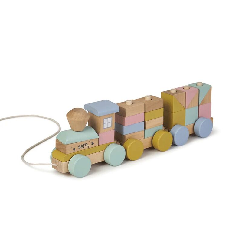 3341 Tren de madera Saro. JUGUETES PARA BEBE - DE MADERA APILABLES Y ENCAJABLES PRIMEROS . Color 0. 